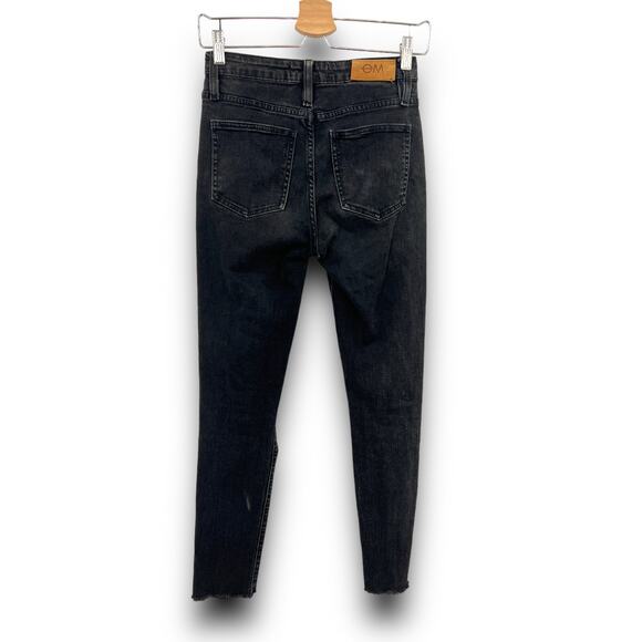 Objects Without Meaning 26x28 Short Distress Black Skinny Ankle Jeans High Rise - Picture 3 of 10